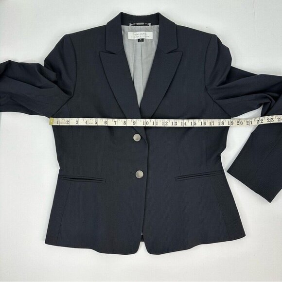 Tahari ASL Women's Navy Pinstripe Two Button Business Career Luxury Blazer 8/C38 - Picture 12 of 13